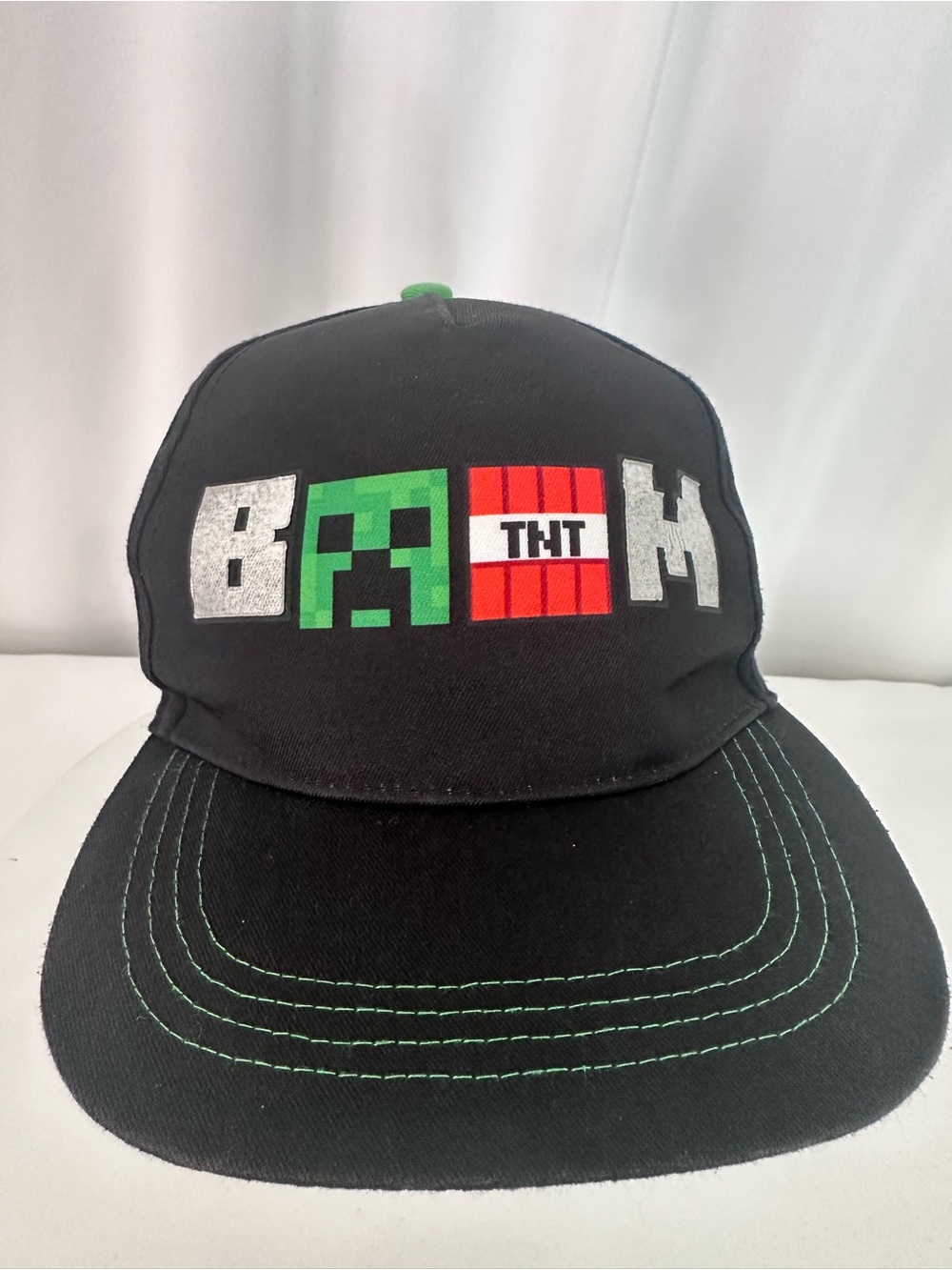 Minecraft BOOM TNT Creeper Youth Snapback Hat Black Green Adjustable (1435)